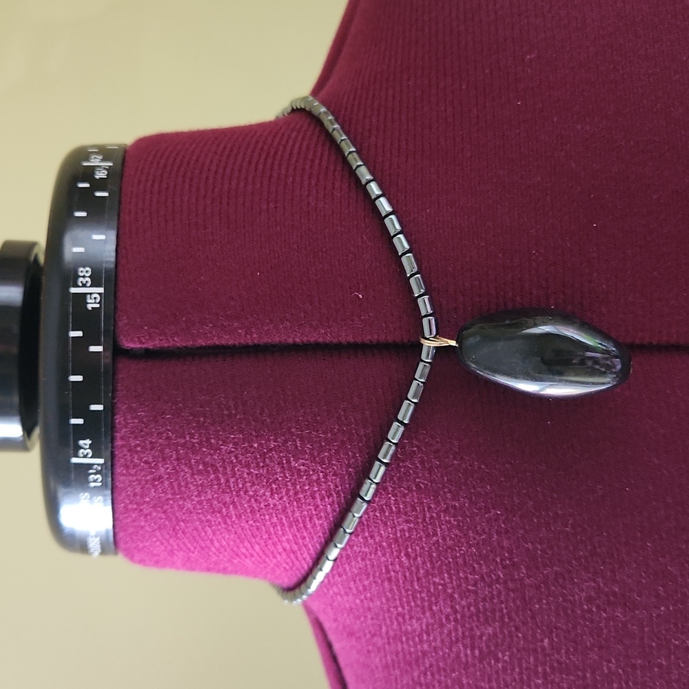 Large natural Hematite pendant necklace